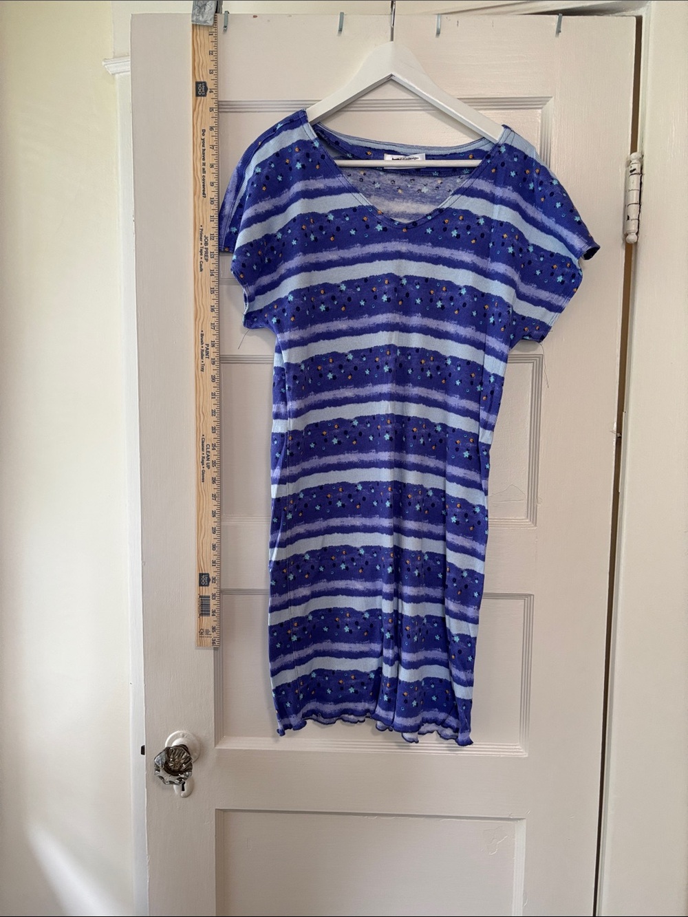 Gelt Designs Purple Striped Knit Sleeper with Multicolor Star Dots Cotton knit.